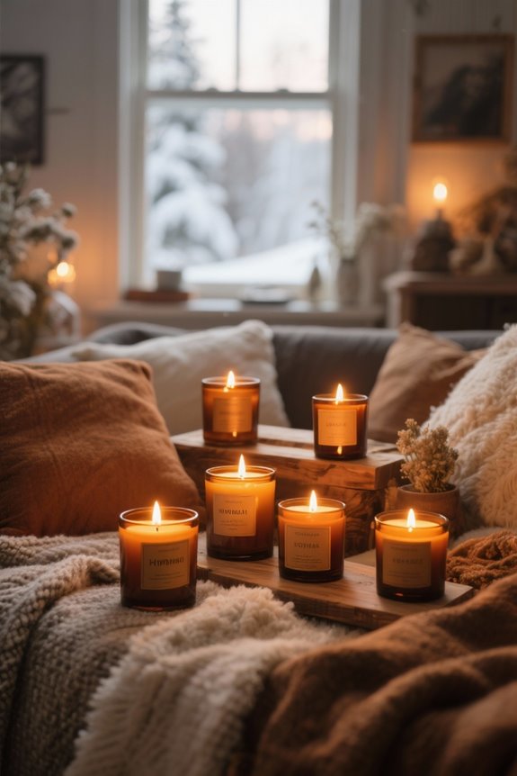 cozy amber candle selection