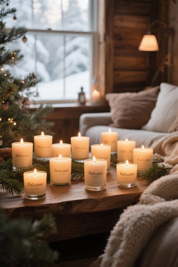 cozy holiday balsam candles